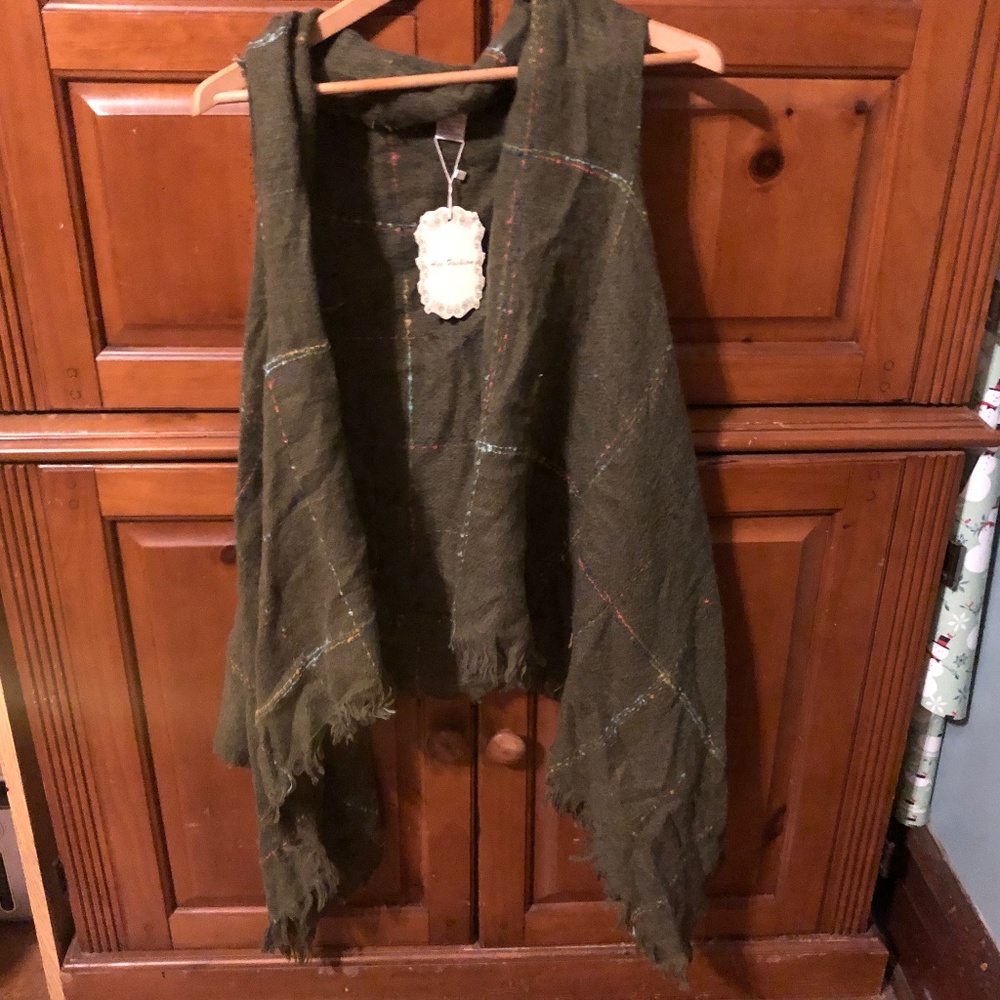 Women’s Multi Color Glitter Plaid Vest Scarf